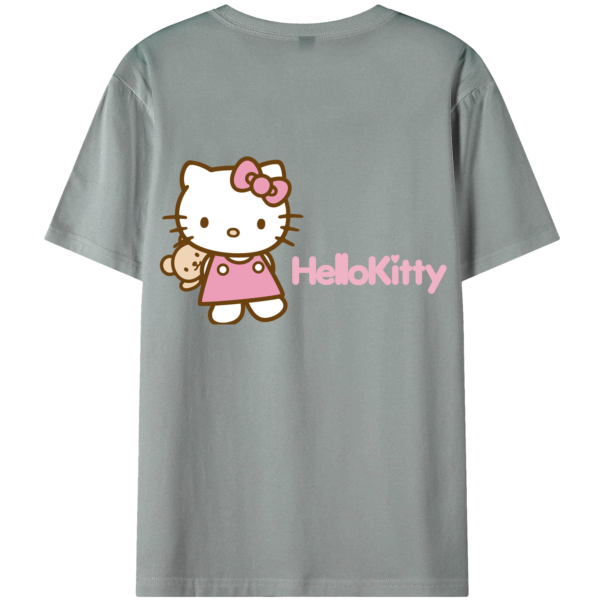 （画像用） Hello Kitty ハローキティ 綿100％ メンズ半袖Tシャツ（バックプリント） 通気性